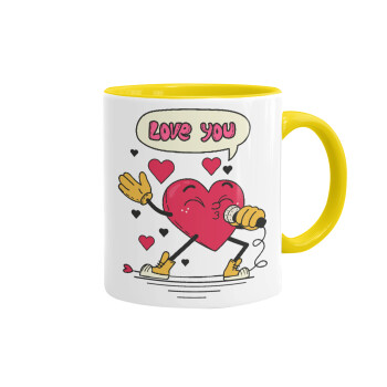 LOVE YOU SINGER!!!, Mug colored yellow, ceramic, 330ml