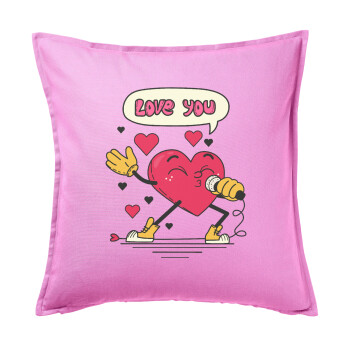 LOVE YOU SINGER!!!, Sofa cushion Pink 50x50cm includes filling