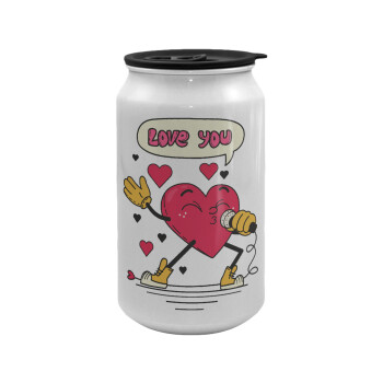 LOVE YOU SINGER!!!, Κούπα ταξιδιού μεταλλική με καπάκι (tin-can) 500ml