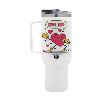 LOVE YOU SINGER!!!, Mega Stainless steel Tumbler with lid, double wall 1,2L