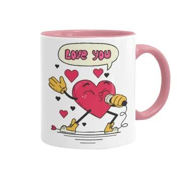 LOVE YOU SINGER!!!, Mug colored pink, ceramic, 330ml