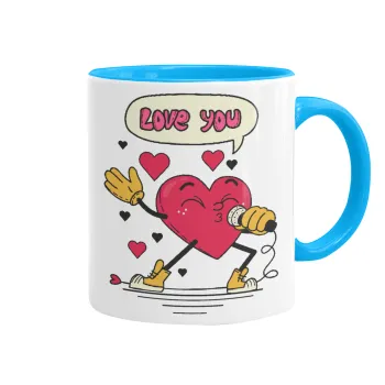 LOVE YOU SINGER!!!, Mug colored light blue, ceramic, 330ml