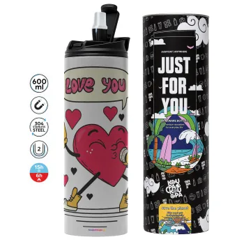 LOVE YOU SINGER!!!, Tumbler stainless steel GREY 600ml
