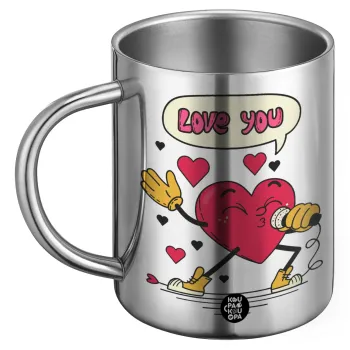 LOVE YOU SINGER!!!, Ανοξείδωτη Μεταλλική Κούπα 450ml - Διπλού Τοιχώματος