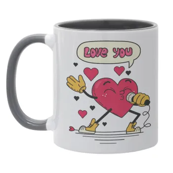 LOVE YOU SINGER!!!, Mug colored grey, ceramic, 330ml