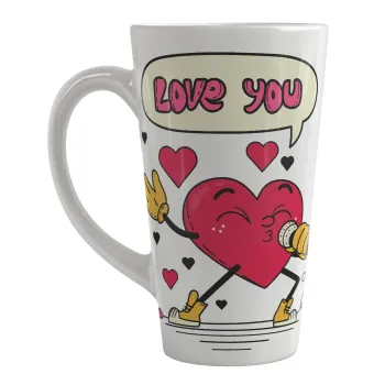LOVE YOU SINGER!!!, Κούπα κωνική Latte Μεγάλη, κεραμική, 450ml