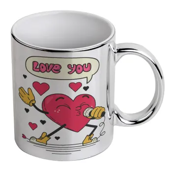 LOVE YOU SINGER!!!, Mug ceramic, silver mirror, 330ml