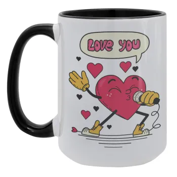LOVE YOU SINGER!!!, Κούπα Mega 15oz, κεραμική Μαύρη, 450ml