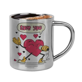 LOVE YOU SINGER!!!, Double-wall metal cup for espresso (220ml)