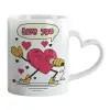 Mug heart handle, ceramic, 330ml
