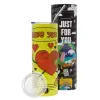 Neon Yellow Travel Tumbler θερμό, μεταλλικό καλαμάκι(Ανωξείδωτο 304 Food grade, BPA free, 600ml)