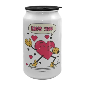 LOVE YOU SINGER!!!, Κούπα ταξιδιού μεταλλική με καπάκι (tin-can) 500ml