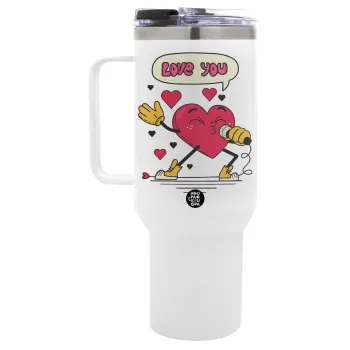 LOVE YOU SINGER!!!, Mega Tumbler με καπάκι, διπλού τοιχώματος (θερμό) 1,2L