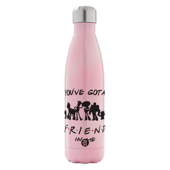 You've Got a Friend in Me, Metal mug thermos Pink Iridiscent (Stainless steel), double wall, 500ml