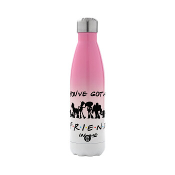 You've Got a Friend in Me, Metal mug thermos Pink/White (Stainless steel), double wall, 500ml
