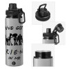 Metallic water bottle with safety cap, 850ml aluminum