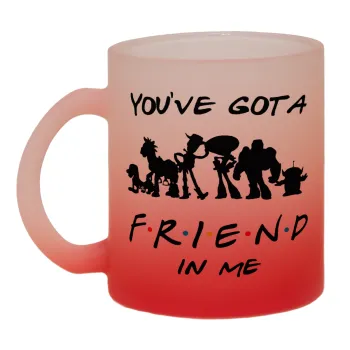 You've Got a Friend in Me, Κούπα γυάλινη δίχρωμη με βάση το κόκκινο ματ, 330ml