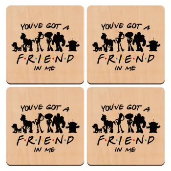 You've Got a Friend in Me, ΣΕΤ x4 Σουβέρ ξύλινα τετράγωνα plywood (9cm)