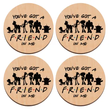 You've Got a Friend in Me, ΣΕΤ x4 Σουβέρ ξύλινα στρογγυλά plywood (9cm)