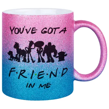 You've Got a Friend in Me, Κούπα Χρυσή/Μπλε Glitter, κεραμική, 330ml