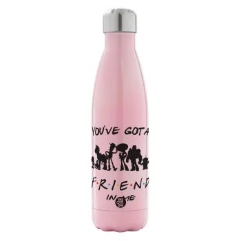 You've Got a Friend in Me, Metal mug thermos Pink Iridiscent (Stainless steel), double wall, 500ml