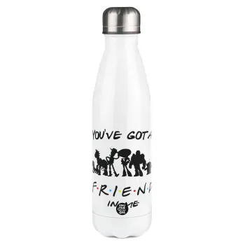 You've Got a Friend in Me, Μεταλλικό παγούρι θερμός Λευκό (Stainless steel), διπλού τοιχώματος, 500ml