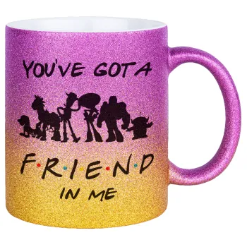 You've Got a Friend in Me, Κούπα Χρυσή/Ροζ Glitter, κεραμική, 330ml