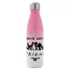 Μεταλλικό παγούρι θερμός Ροζ/Λευκό (Stainless steel), διπλού τοιχώματος, 500ml