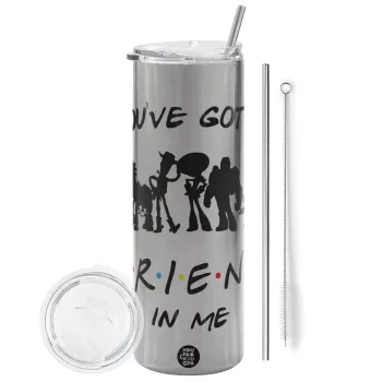 You've Got a Friend in Me, Tumbler stainless steel Silver 600ml, with metal straw & cleaning brush