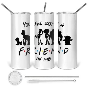 You've Got a Friend in Me, Tumbler ποτήρι θερμό από ανοξείδωτο ατσάλι 600ml, με μεταλλικό καλαμάκι & βούρτσα καθαρισμού