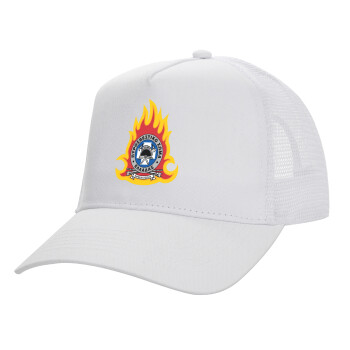 Πυροσβεστικό σώμα Ελλάδος σκούρο, Structured Trucker Adult Hat, with Mesh, WHITE (100% COTTON, ADULT, UNISEX, ONE SIZE)