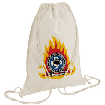 Πυροσβεστικό σώμα Ελλάδος σκούρο, Τσάντα πλάτης πουγκί GYMBAG natural (28x40cm)