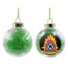 Transparent Christmas tree ball ornament with green filling 8cm