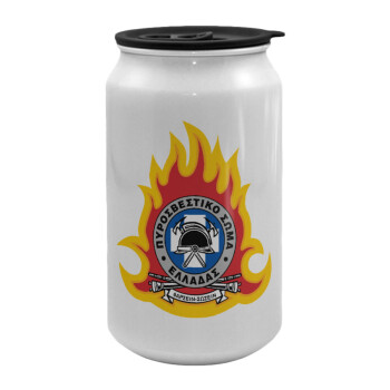 Πυροσβεστικό σώμα Ελλάδος σκούρο, Κούπα ταξιδιού μεταλλική με καπάκι (tin-can) 500ml