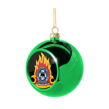 Πυροσβεστικό σώμα Ελλάδος σκούρο, Χριστουγεννιάτικη μπάλα δένδρου Πράσινη 8cm