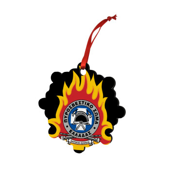 Πυροσβεστικό σώμα Ελλάδος σκούρο, Στολίδι Χριστουγεννιάτικο στολίδι snowflake ξύλινο 7.5cm