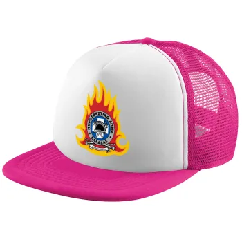 Πυροσβεστικό σώμα Ελλάδος σκούρο, Child's Soft Trucker Hat with Pink/White Mesh (POLYESTER, CHILD, ONE SIZE)