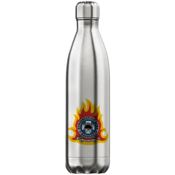 Πυροσβεστικό σώμα Ελλάδος σκούρο, Μεταλλικό παγούρι θερμός Inox (Stainless steel), διπλού τοιχώματος, 750ml