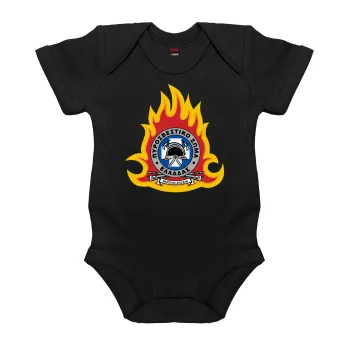 Πυροσβεστικό σώμα Ελλάδος σκούρο, Βρεφικό φορμάκι μωρού, 0-18 μηνών, ΜΑΥΡΟ, 100% Organic Cotton, κοντομάνικο