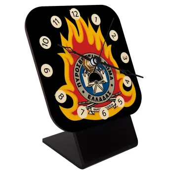 Πυροσβεστικό σώμα Ελλάδος σκούρο, Quartz Table clock in natural wood (10cm)