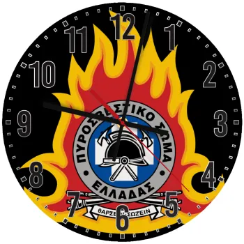 Πυροσβεστικό σώμα Ελλάδος σκούρο, Ρολόι τοίχου ξύλινο (30cm)