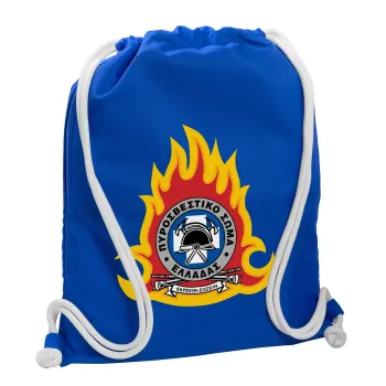 Πυροσβεστικό σώμα Ελλάδος σκούρο, Backpack pouch GYMBAG Blue, with pocket (40x48cm) & thick cords