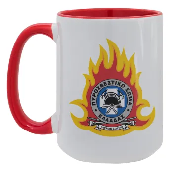 Πυροσβεστικό σώμα Ελλάδος σκούρο, Κούπα Mega 15oz, κεραμική Κόκκινη, 450ml