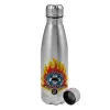 Metallic water bottle, stainless steel, 750ml