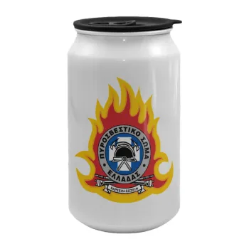 Πυροσβεστικό σώμα Ελλάδος σκούρο, Κούπα ταξιδιού μεταλλική με καπάκι (tin-can) 500ml