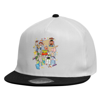 toystory characters, Καπέλο παιδικό Flat Snapback, Λευκό (100% ΒΑΜΒΑΚΕΡΟ, ΠΑΙΔΙΚΟ, UNISEX, ONE SIZE)