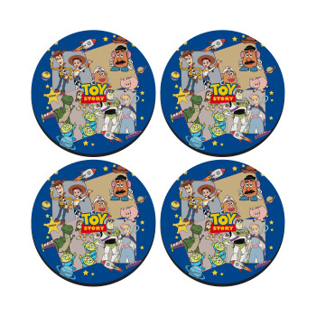 toystory characters, ΣΕΤ 4 Σουβέρ ξύλινα στρογγυλά (9cm)