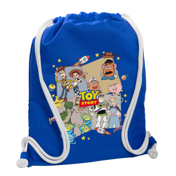 toystory characters, Τσάντα πλάτης πουγκί GYMBAG Μπλε, με τσέπη (40x48cm) & χονδρά κορδόνια