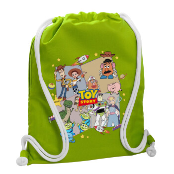 toystory characters, Τσάντα πλάτης πουγκί GYMBAG LIME GREEN, με τσέπη (40x48cm) & χονδρά κορδόνια