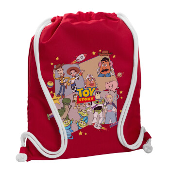 toystory characters, Τσάντα πλάτης πουγκί GYMBAG Κόκκινη, με τσέπη (40x48cm) & χονδρά κορδόνια